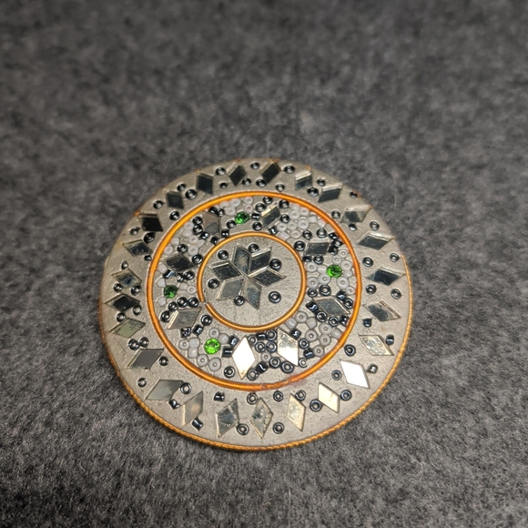 Other - Embellished Circular Brooch with Geometric Design